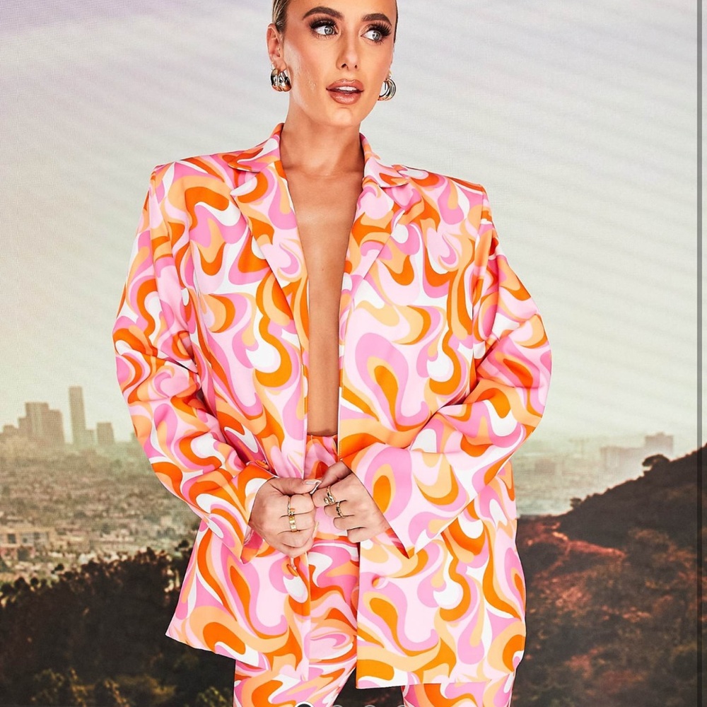 ASOS DESIGN X MILLIE oversized swirl blazer